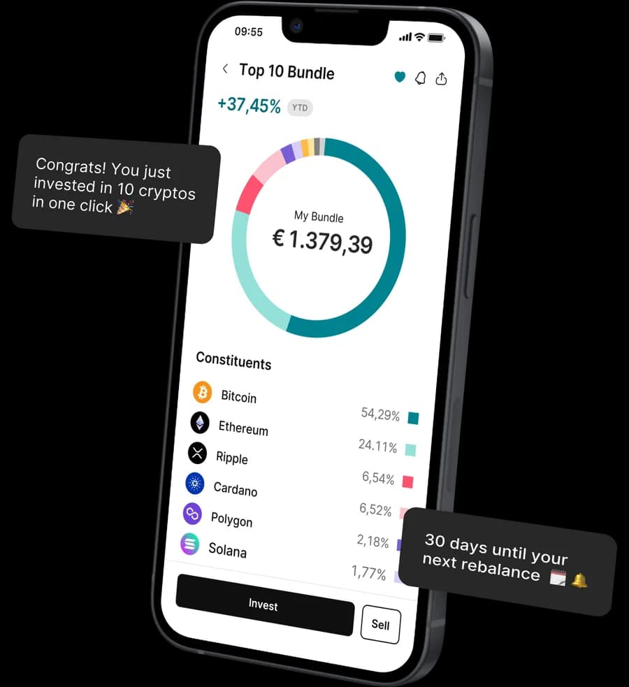 Zusammensetzung eines Krypto-Korbs in der Finst-App