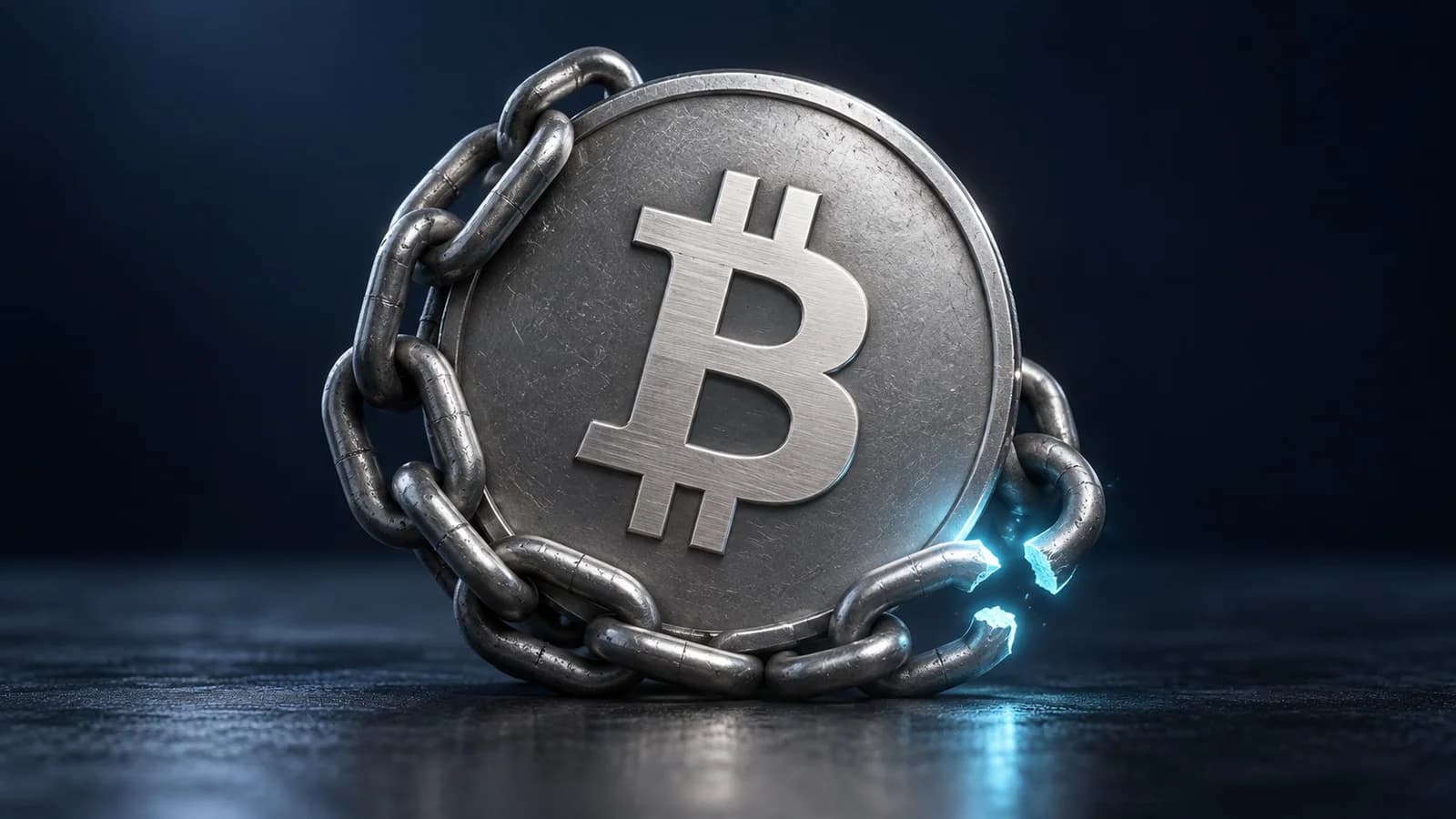 Illustration: eine silberne Münze mit dem Zeichen von Bitcoin