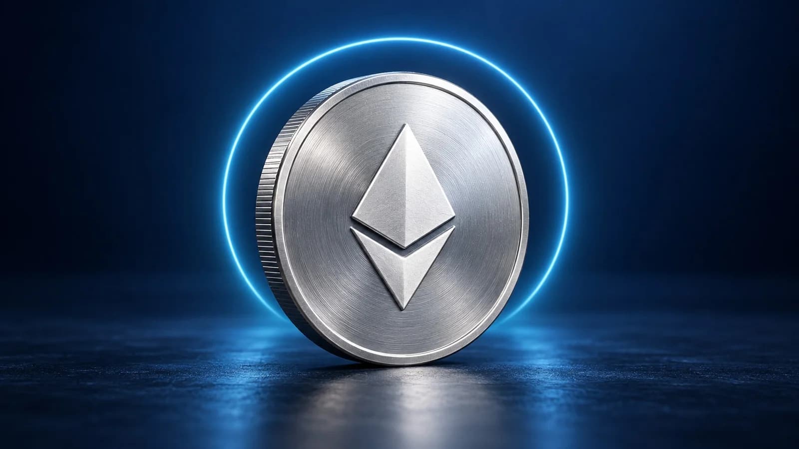 Illustration: eine silberne Münze mit dem Zeichen von Ethereum