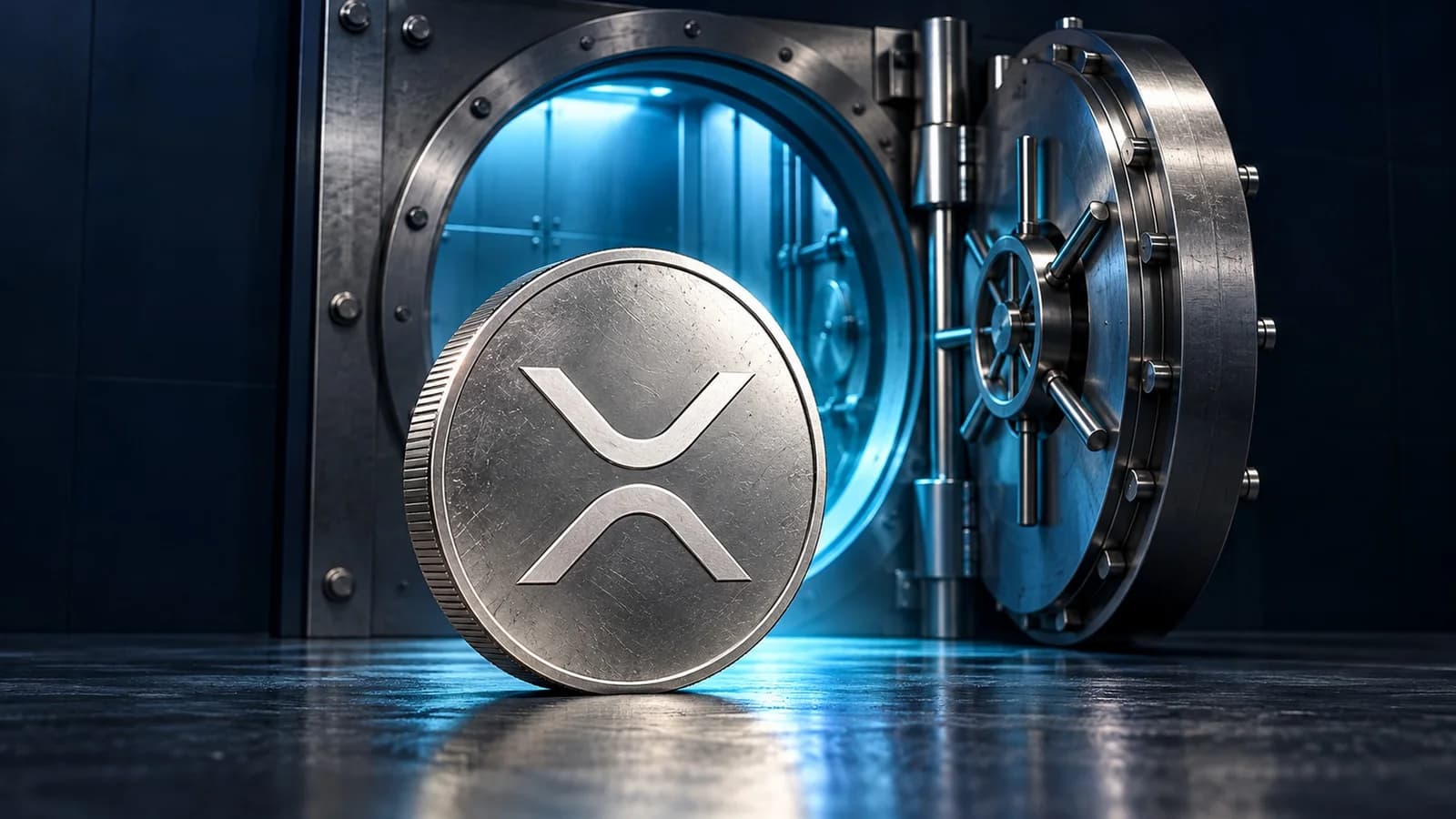 Illustration: eine silberne Münze mit dem Zeichen von XRP