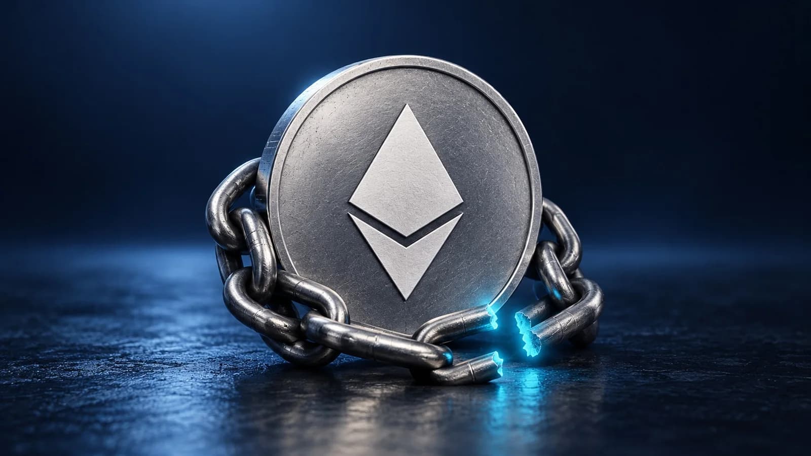 Illustration: eine silberne Münze mit dem Zeichen von Ethereum
