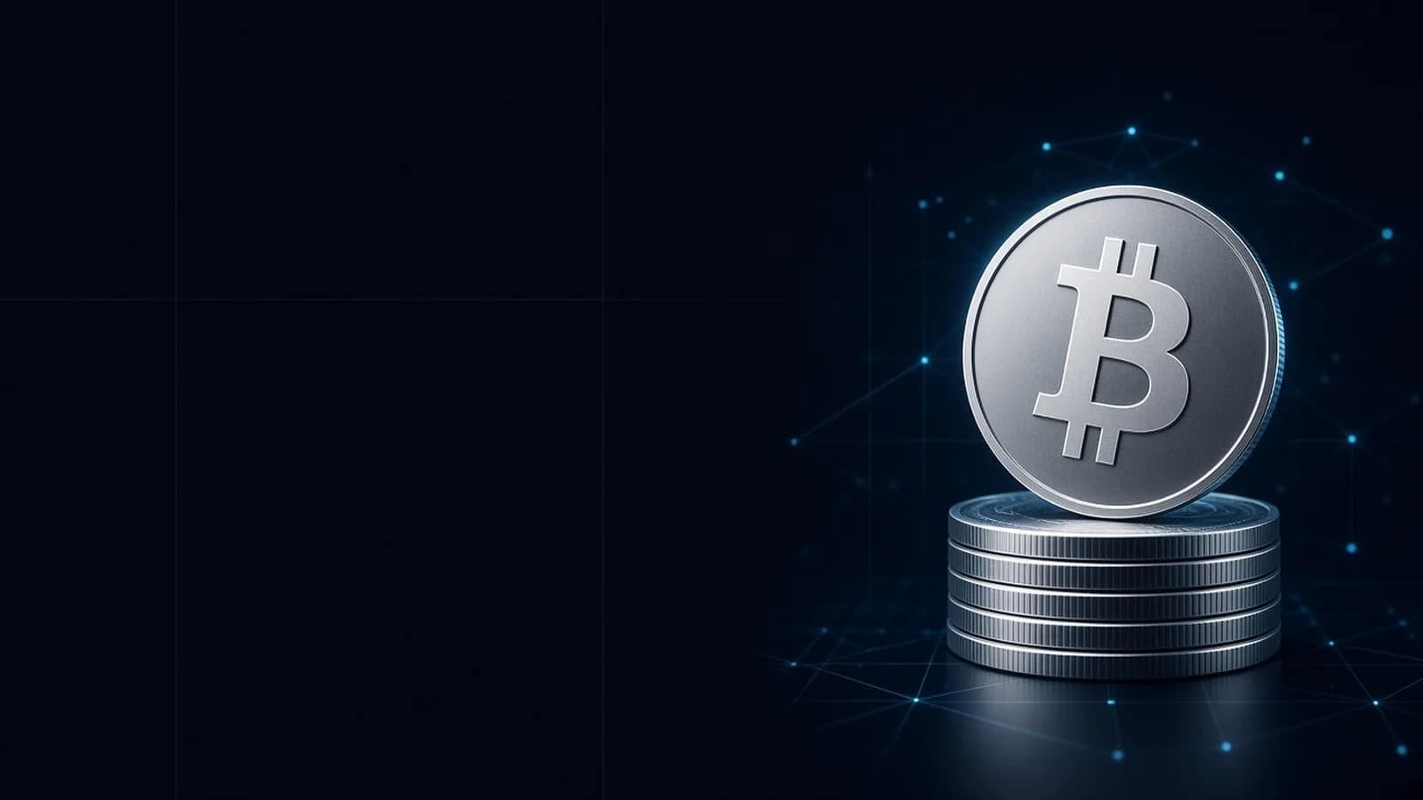 Illustration: eine silberne Münze mit dem Zeichen von Bitcoin
