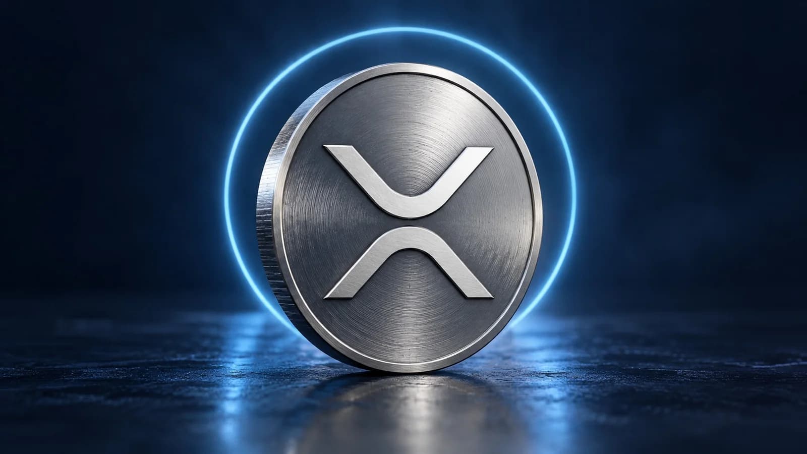 Illustration: eine silberne Münze mit dem Zeichen von XRP