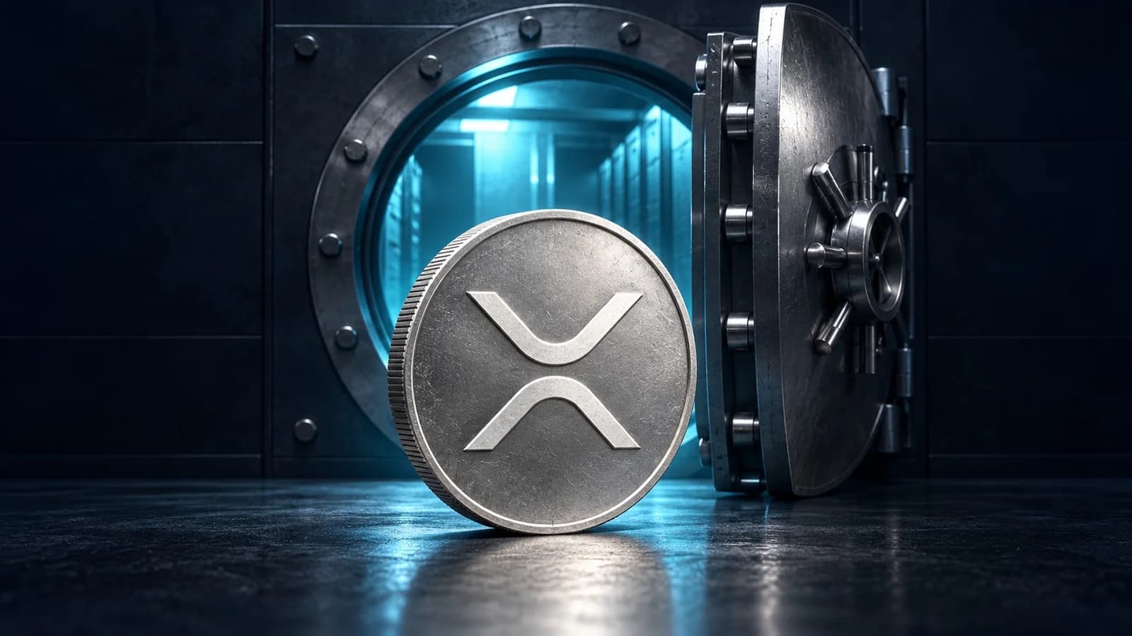 Illustration: eine silberne Münze mit dem Zeichen von XRP