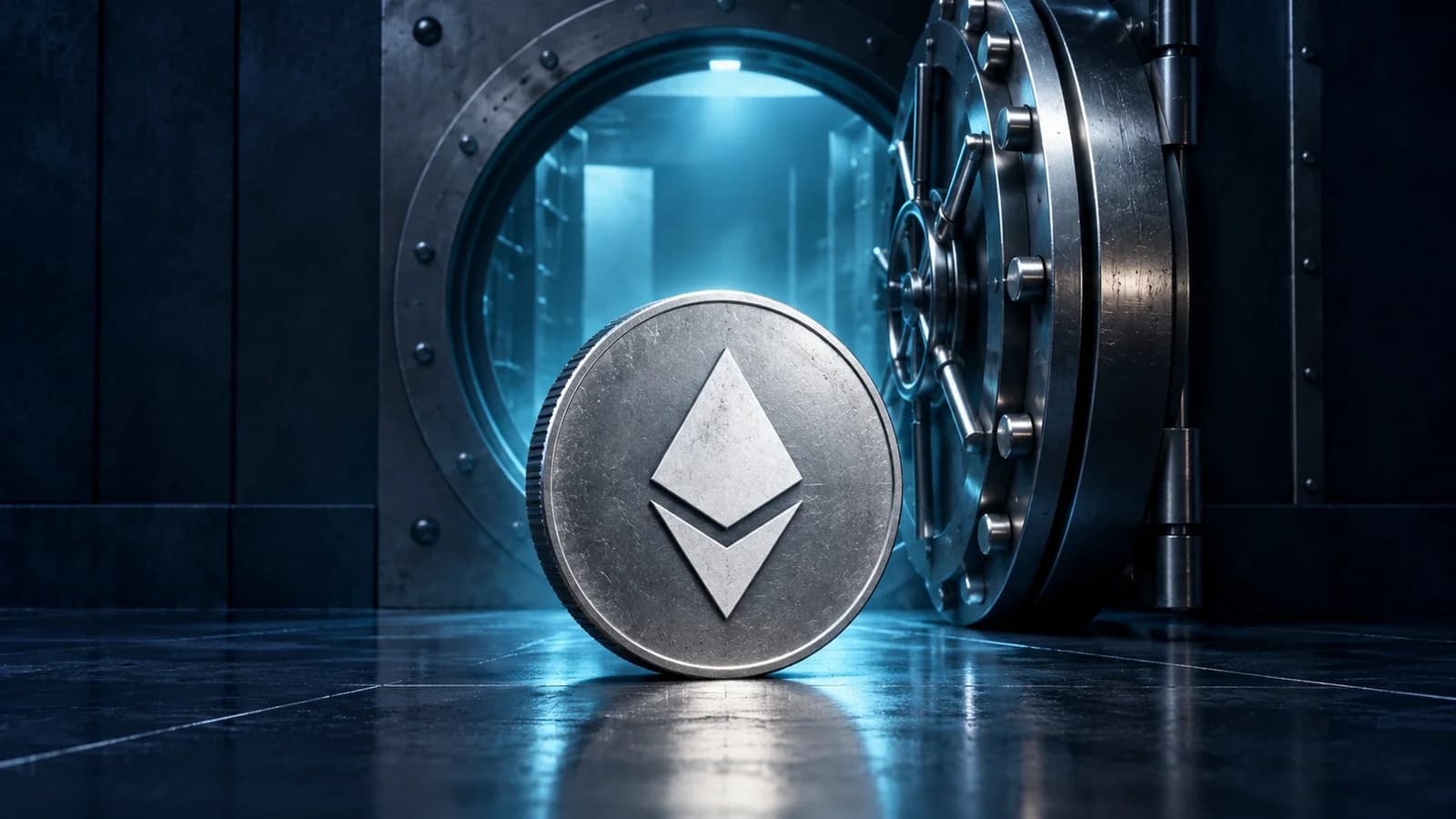 Illustration: eine silberne Münze mit dem Zeichen von Ethereum