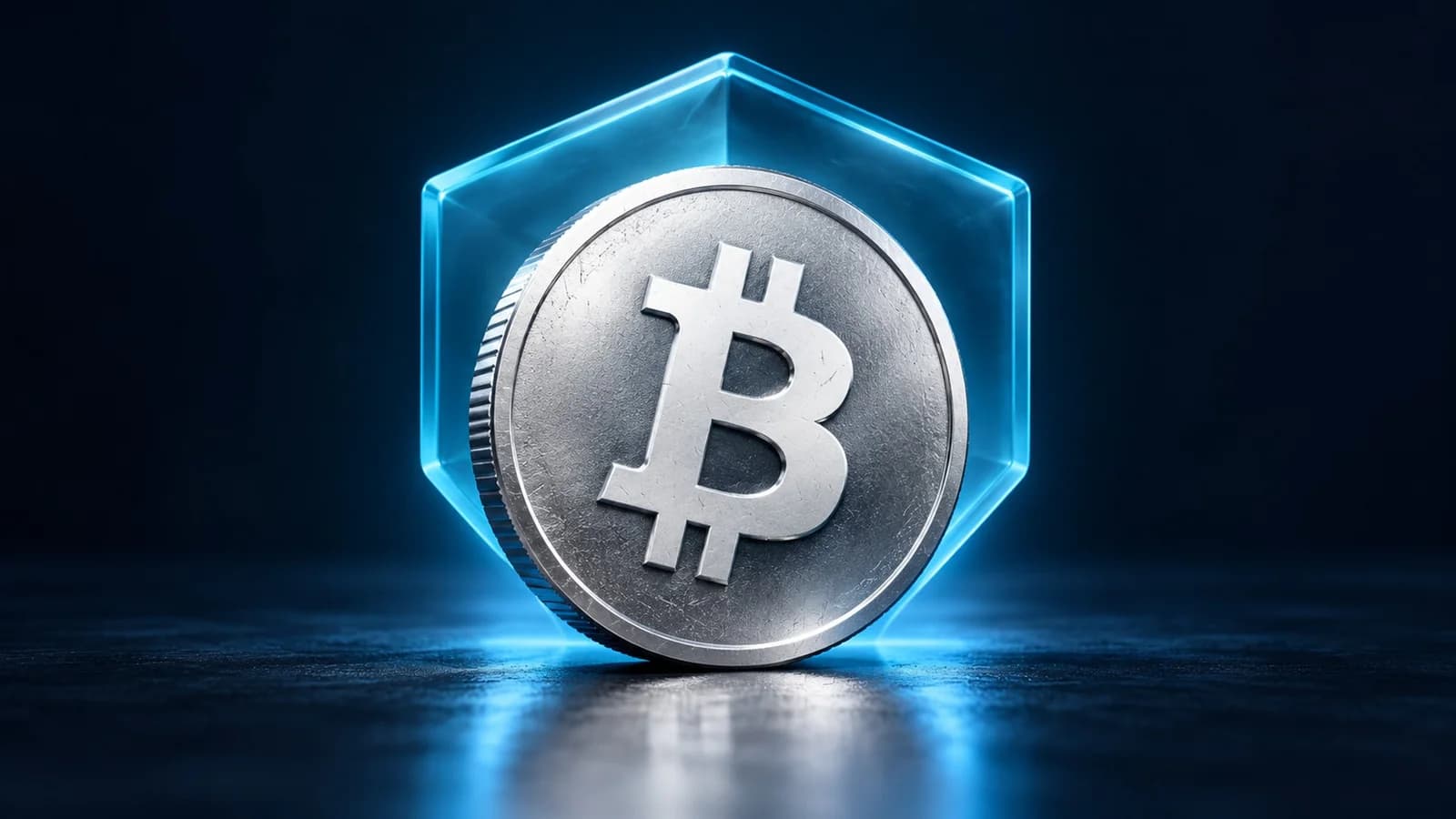 Illustration: eine silberne Münze mit dem Zeichen von Bitcoin