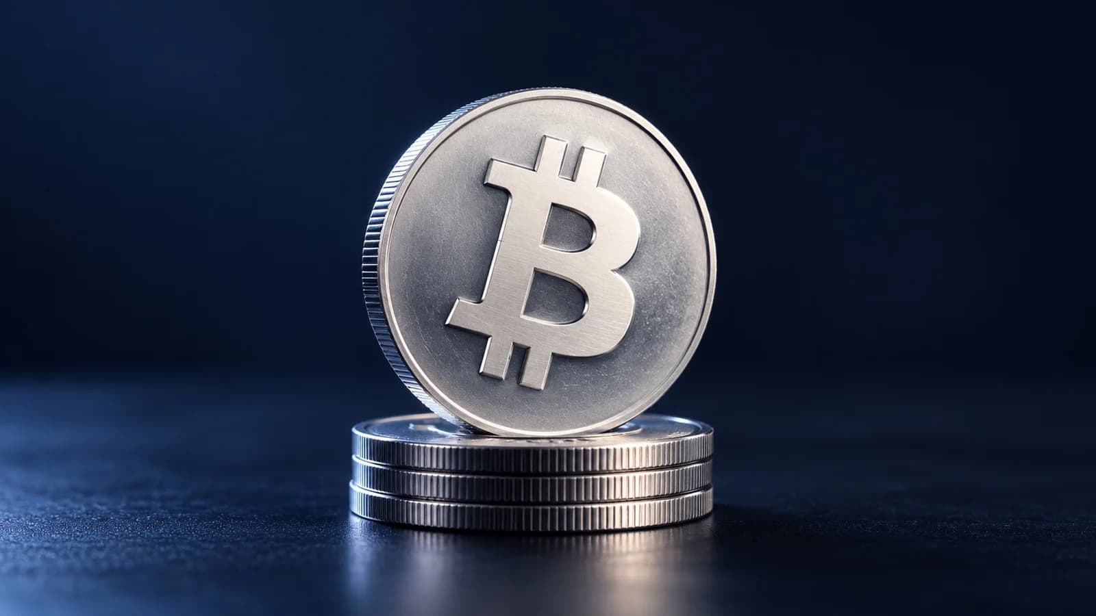 Illustration: eine silberne Münze mit dem Zeichen von Bitcoin