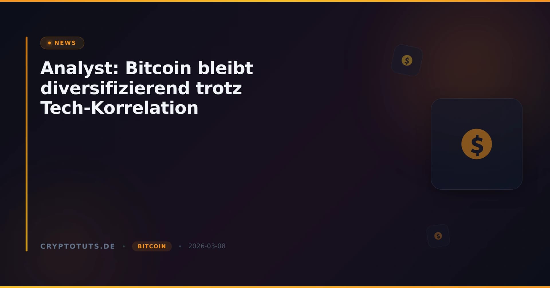 Analyst: Bitcoin bleibt diversifizierend trotz Tech-Korrelation