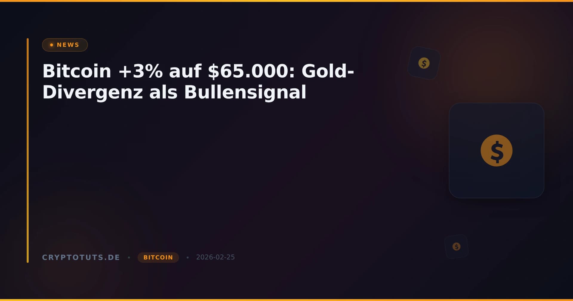 Bitcoin +3% auf $65.000: Gold-Divergenz als Bullensignal