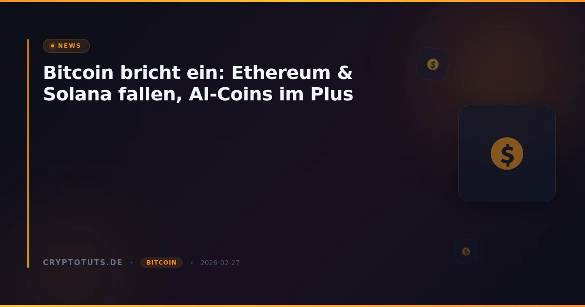 Bitcoin bricht ein: Ethereum & Solana fallen, AI-Coins im Plus