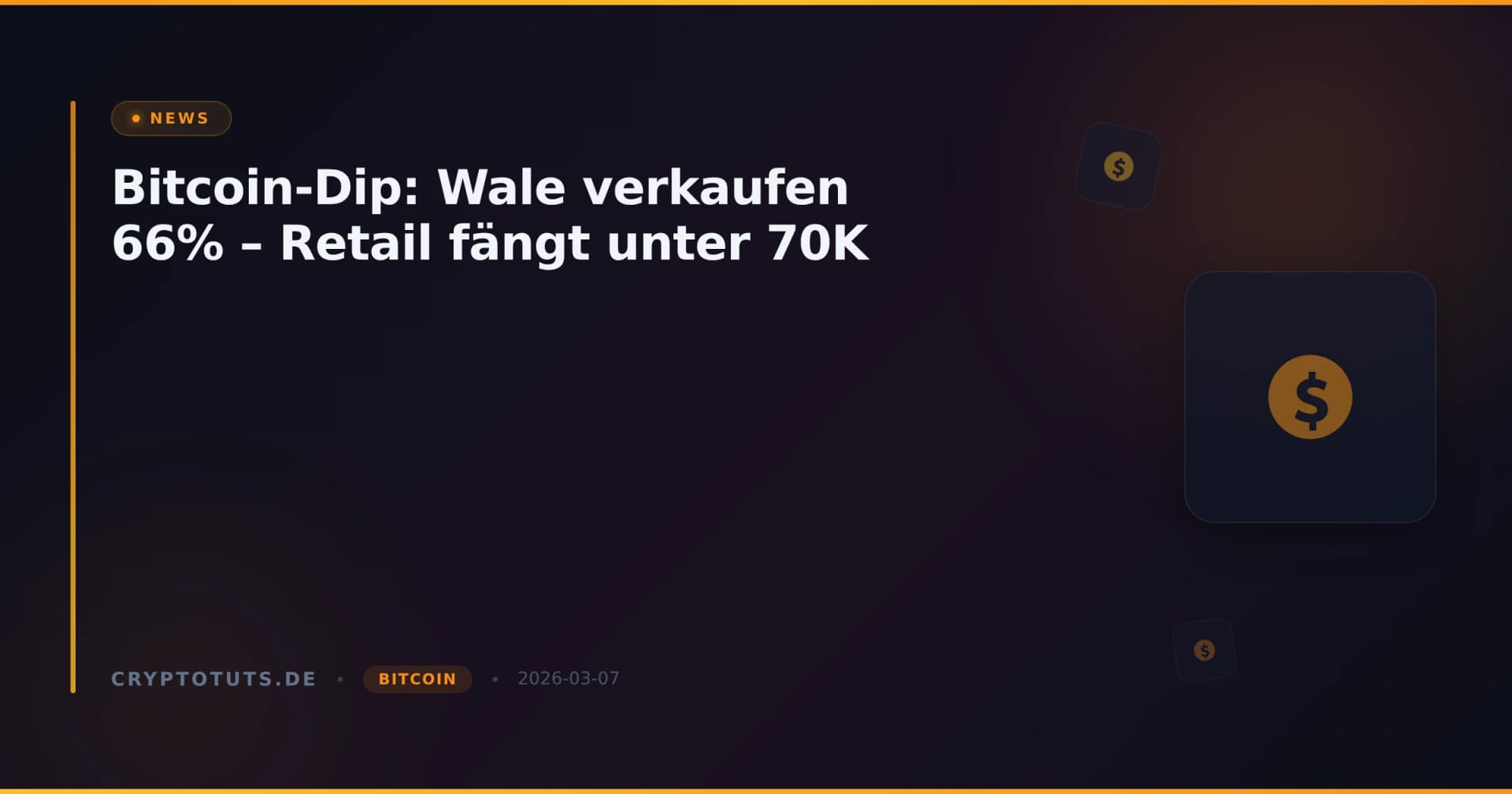 Bitcoin-Dip: Wale verkaufen 66% – Retail fängt unter 70K