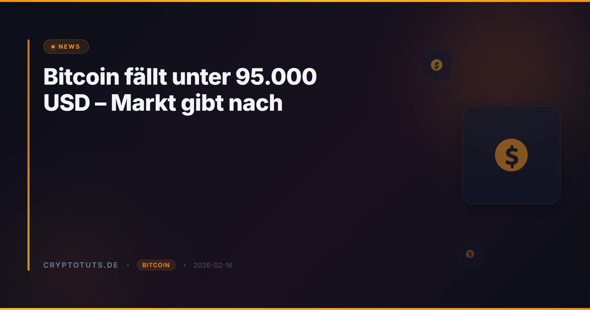 Bitcoin fällt unter 95.000 USD – Markt gibt nach