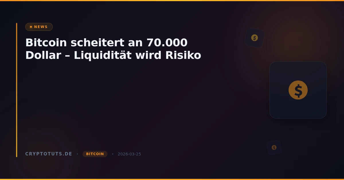 Bitcoin scheitert an 70.000 Dollar – Liquidität wird Risiko