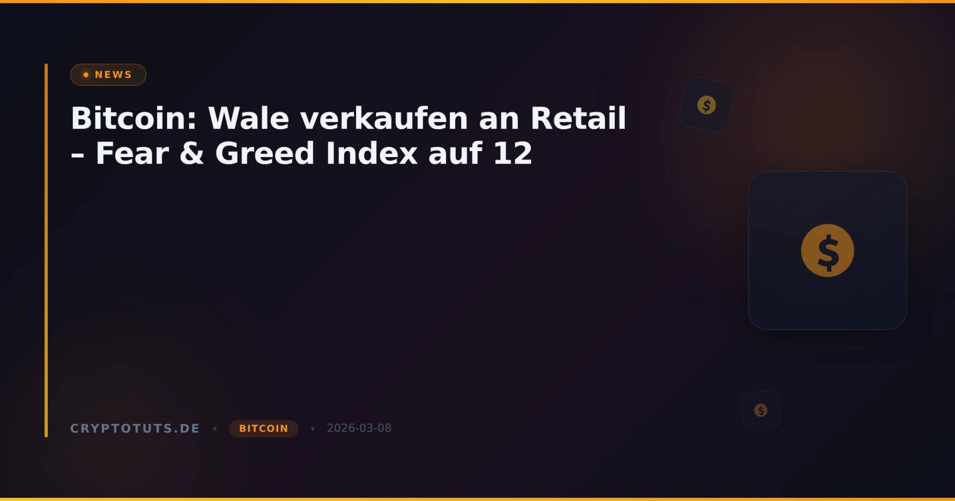 Bitcoin: Wale verkaufen an Retail – Fear & Greed Index auf 12