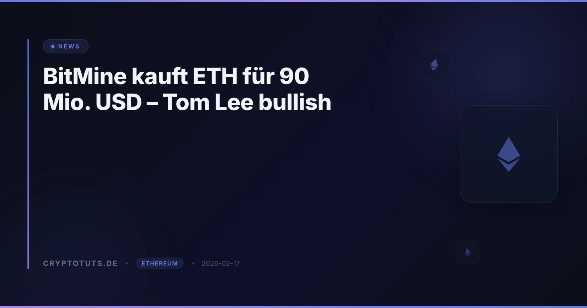 BitMine kauft ETH für 90 Mio. USD – Tom Lee bullish