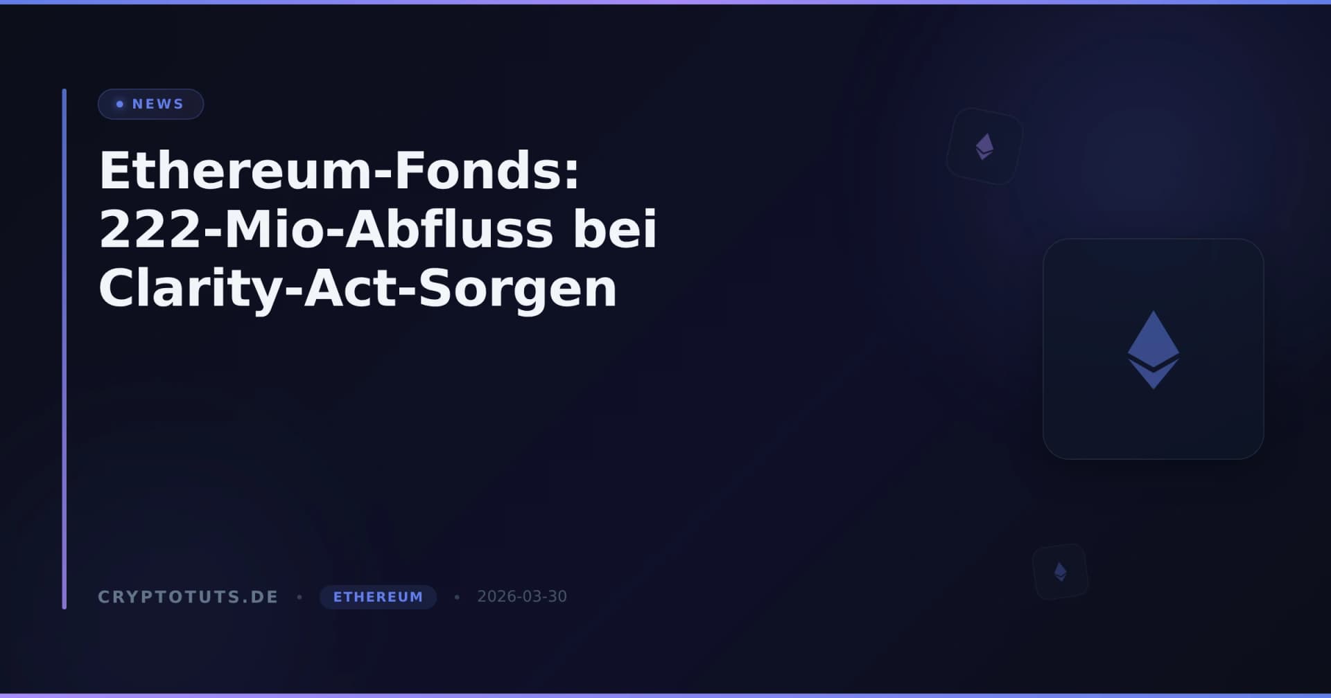 Ethereum-Fonds: 222-Mio-Abfluss bei Clarity-Act-Sorgen