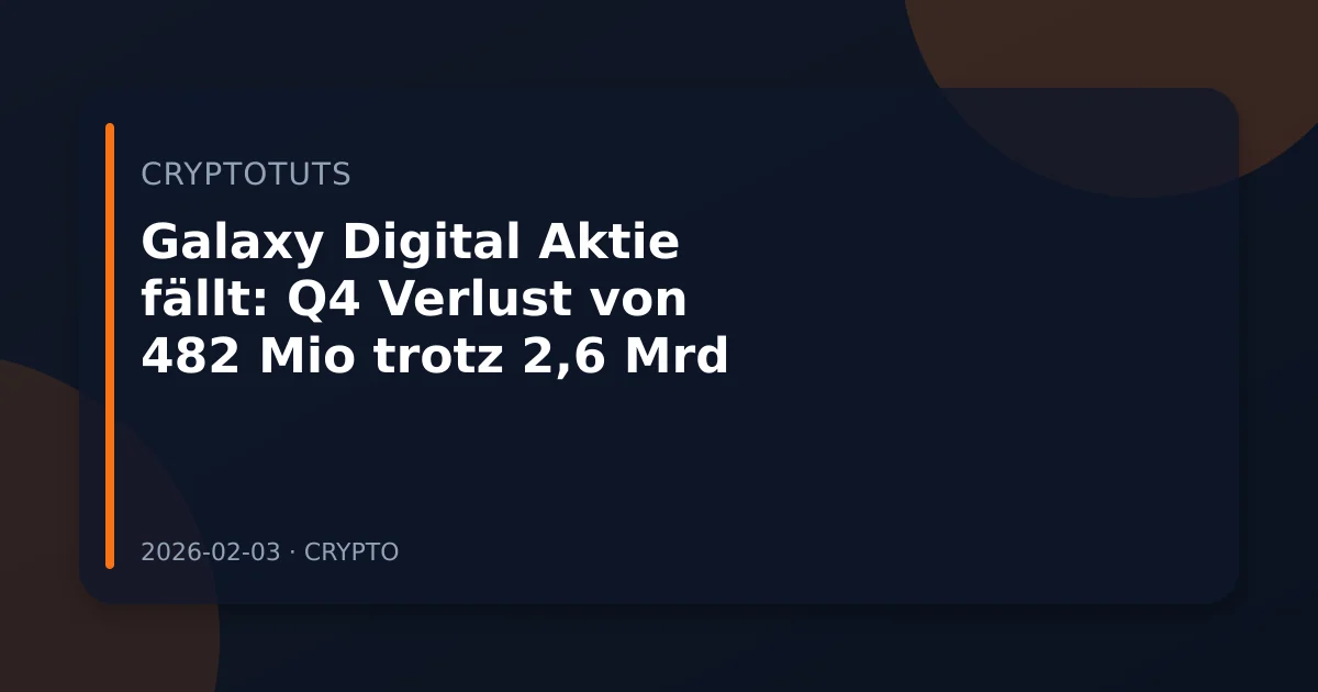 Galaxy Digital Aktie fällt: 482 Mio Dollar Q4 Verlust trotz 2,6 Mrd Liquidität