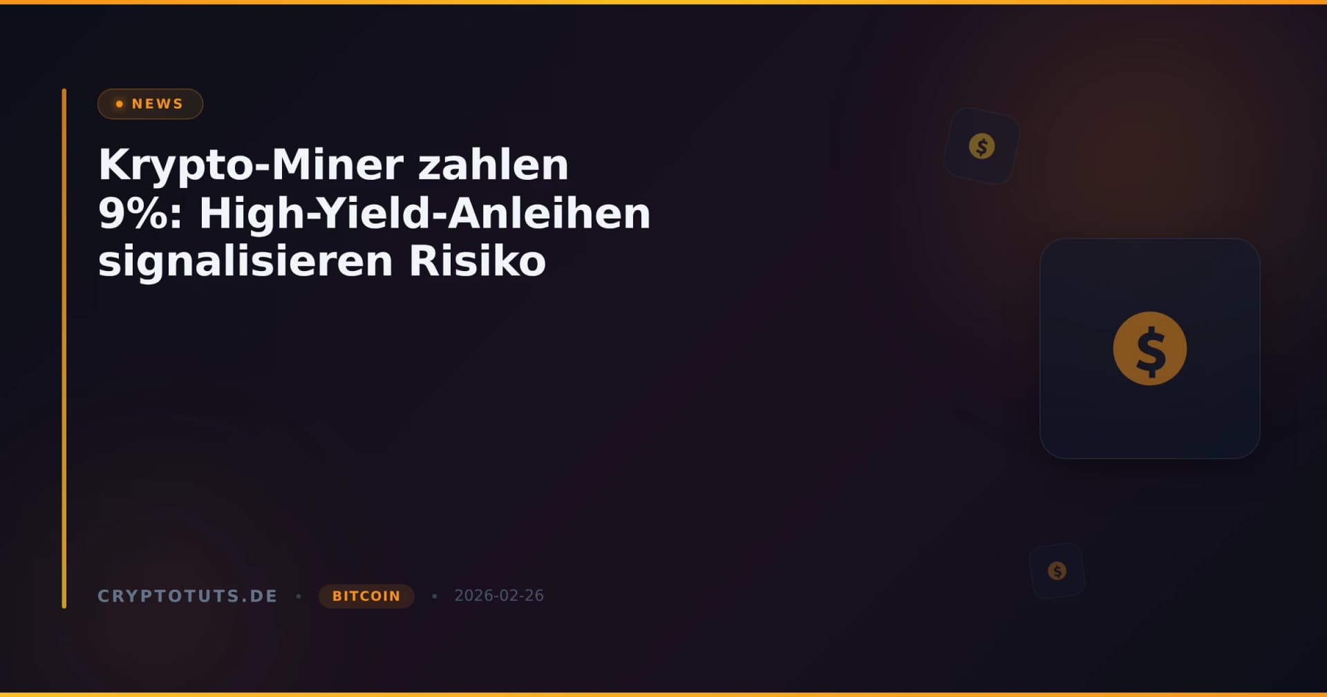 Krypto-Miner zahlen 9%: High-Yield-Anleihen signalisieren Risiko