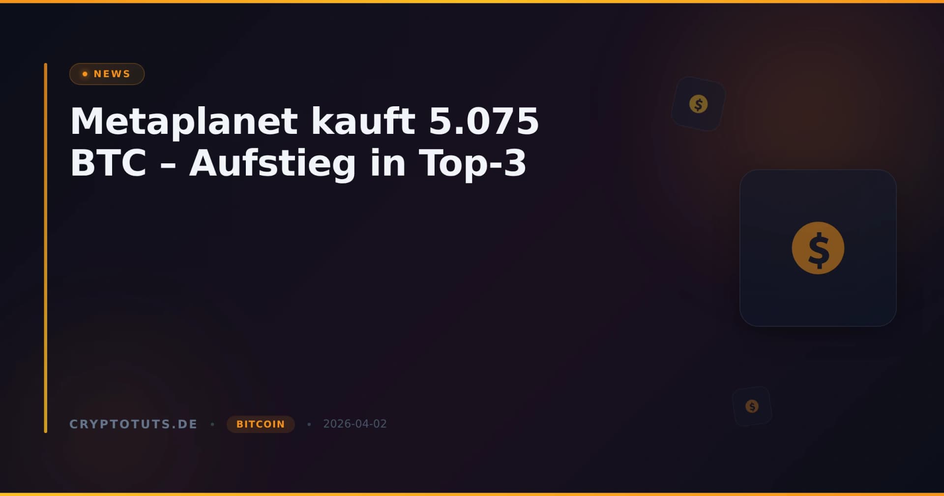 Metaplanet kauft 5.075 BTC – Aufstieg in Top-3