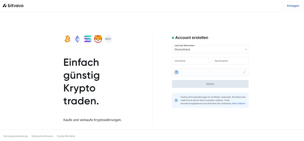 Bitvavo: Konto bei Bitvavo eröffnen