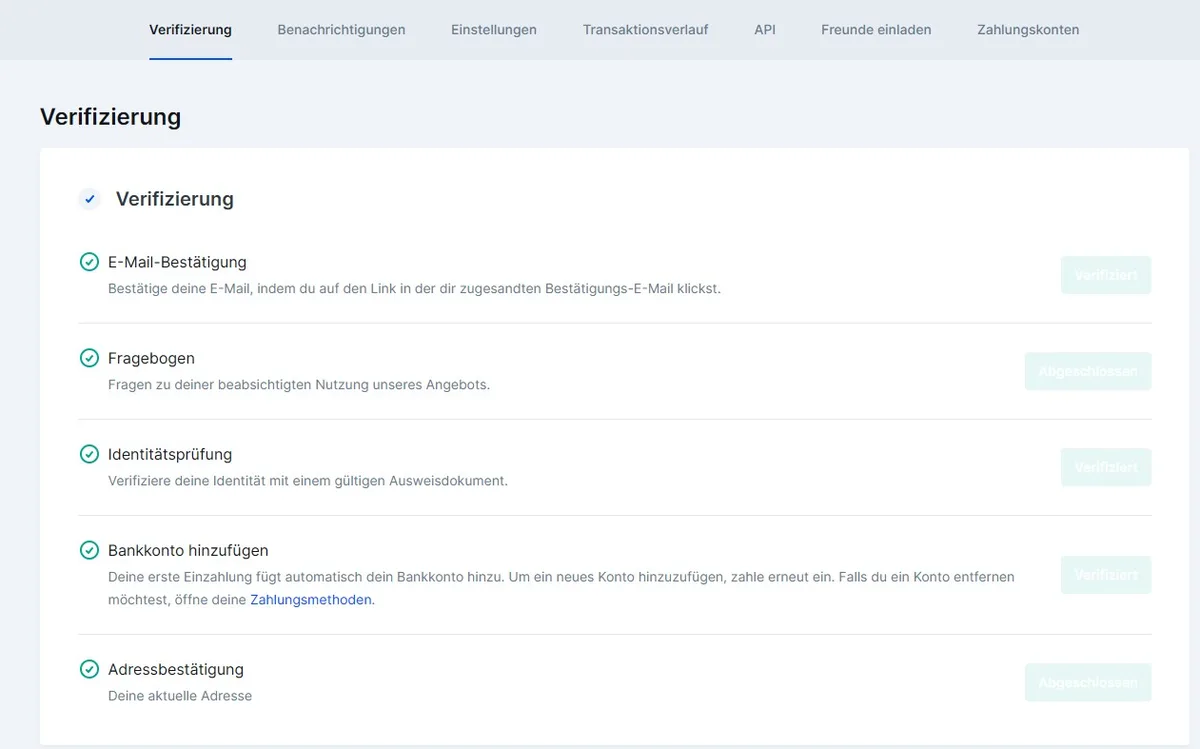 Bitvavo: Verifizieren und Euro einzahlen